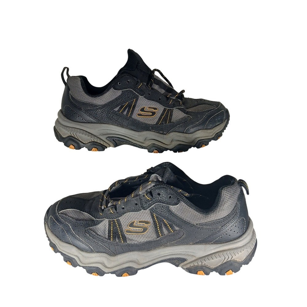Skechers After Burn Sneakers 10 Black Charcoal Gorpcore Hiking Dad Shoes